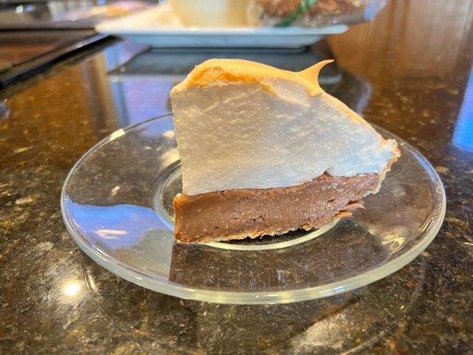 A slice of chocolate meringue pie. The best!
