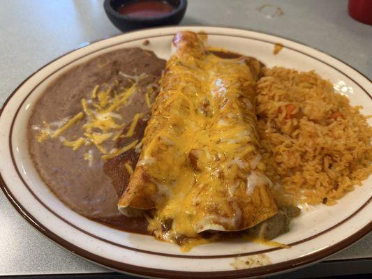 Burrito - pork chile verde with rice and beans