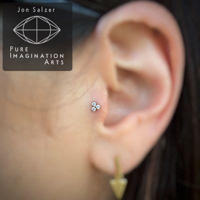 CZ trinity from the awesome NeoMetal jewelry supplier in this tragus