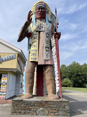 The Big Indian on The Mohawk Trail towers over the Native Views Gift Shop. It is So Cool & stands 20 foot tall & built in 1974.