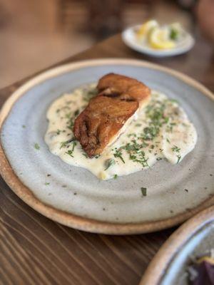 market fish - tilefish pan-seared with green garlic, lemon, white wine, caper, parsley