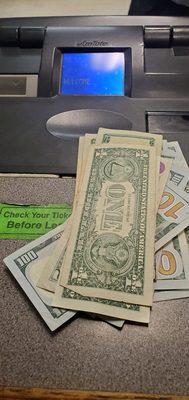 I cashed my 2025 Kentucky Derby tickets at the pari-mutuel teller to get my $788 winnings.