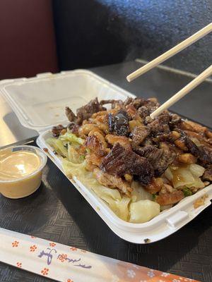 Chicken and beef combo with fried rice