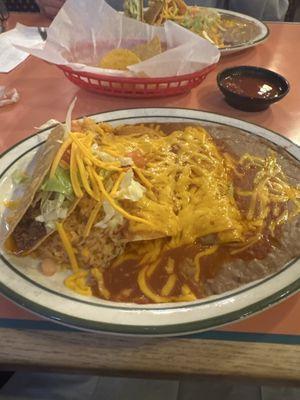 Taco and enchiladas combo