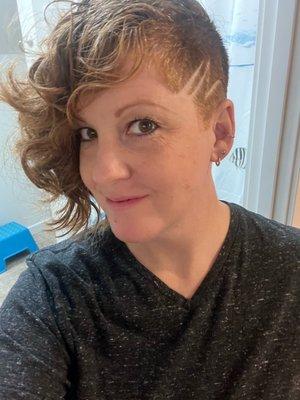 Nate cut a super fun design into my undercut. Love it!