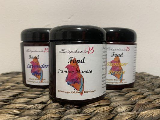 Organic Brown sugar body scrub available in 6 different scents