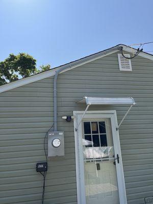 Replaced all electric equipment and pvc service entrance conduit. Show the clean cut job these guys did!