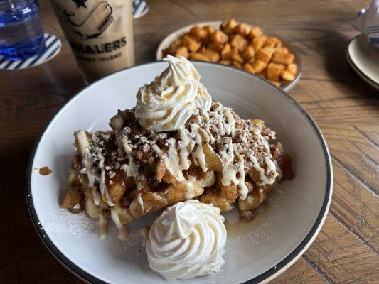 Belgian Apple Waffle with walnuts