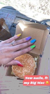 pride themed rainbow nail.