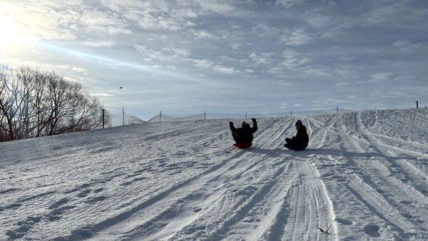 The newly built sledding hill at Memorial Park!