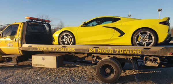 Towing a Corvette. We do luxury vehicle towing.
