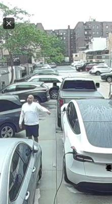 Image attached of the tow truck guy and car on my EV charger which was pulled and damage as seen in photo from my own home.