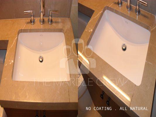 Marble Vanity Top Refinishing, Polishing and Sealing in Manhattan.