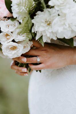 Calle designed and created the wedding band to match (stack+align) with my engagement ring.