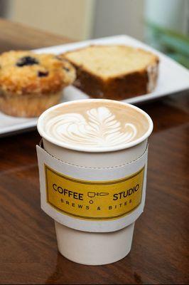 Latte and fresh locally sourced pastries