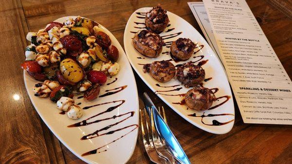 Caprese and stuffed mushrooms