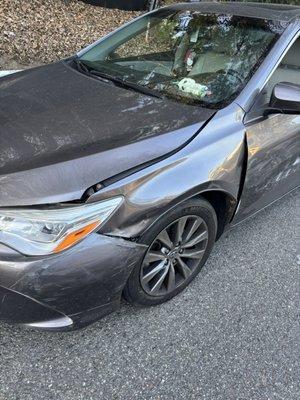 before taking it to kings of collision (right after the accident)