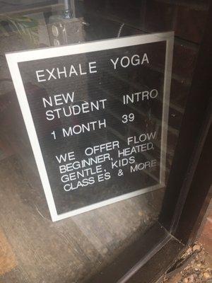 Offer at front window