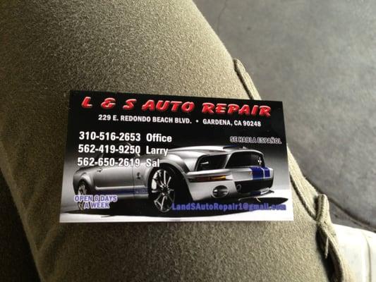 Business card from Larry