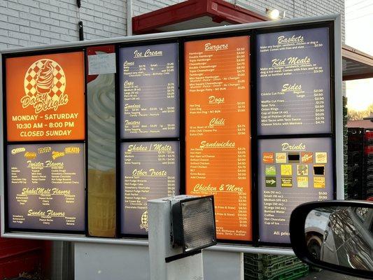 Drive thru menu
