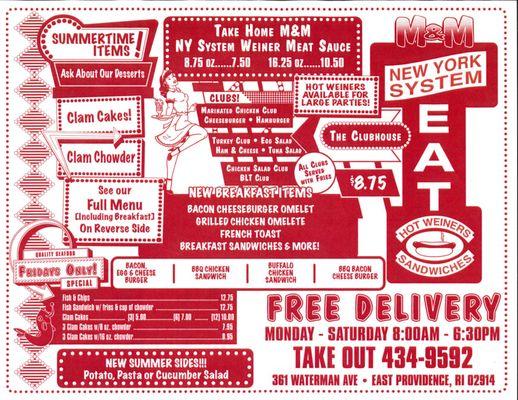 Most Recent Menu page 1.