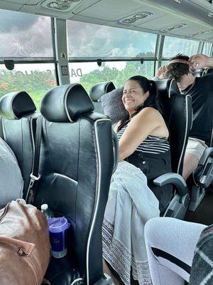 My mom relaxing on the bus ride