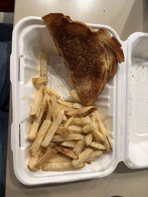 Grilled cheese with bacon and home style fries