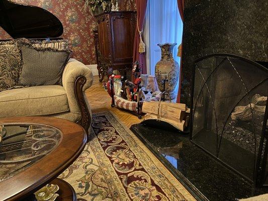 Sitting room Devore and dog toys for furry guests