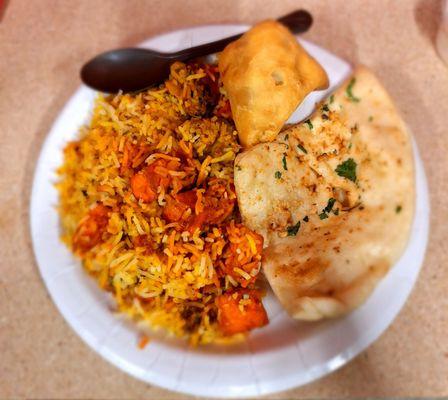 Samosa Paneer Biryani Garlic Naan