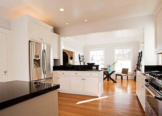 Kitchen/Diningroom remodel in Oakland hills, black granite counters, custom cabinetry Steve Hinderberger, architect