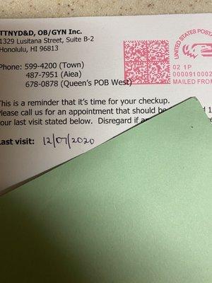 The date of my last visit a year ago apparently.... but we're in October of 2020 