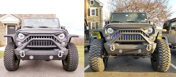 Before and after 3.5" lift and 37" Mickey Thompson MTZP3's