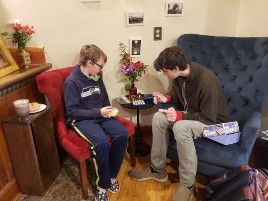 Kids playing boggle