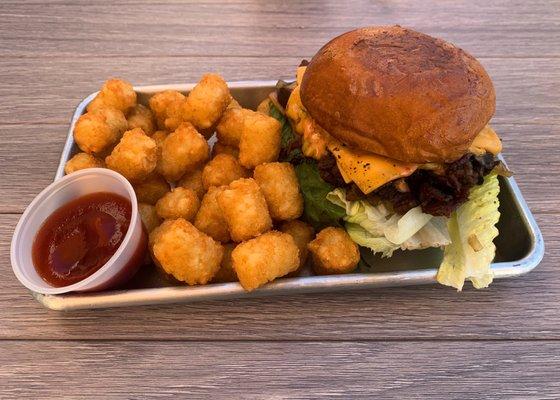 Bulgogi Burger w/ tater tots