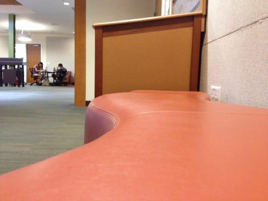 Swiggly seats all around, a bit uncomfortable to sit on, but outlets are usually around!