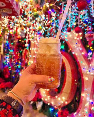 Butter Beer & Joy Wall! Mix of Vanilla Vodka, Butterscotch Schnapps, Cream Soda, and Wizardly Whipped Topping. Non-alcoholic available