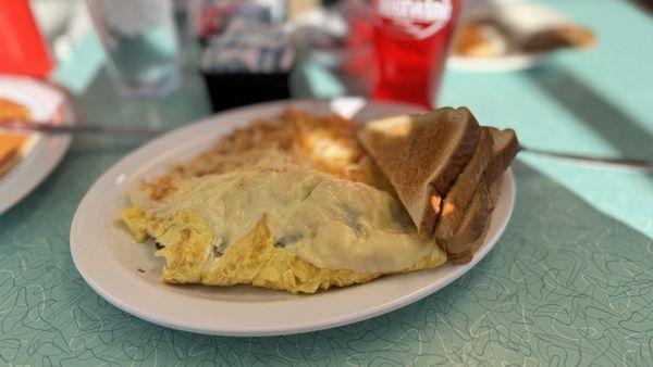 Steak omelette (sorry it looked so good I took a bite before remembering to take a picture)