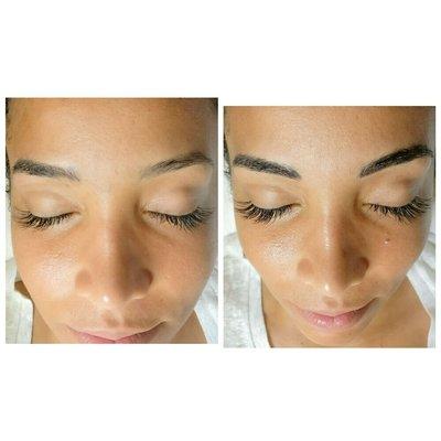 Microblading with enhancing brow volume