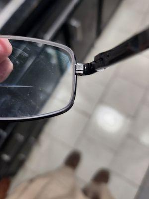 clear gap that cannot be fixed. the screw was put in at some sort of angle and the frames are useless.