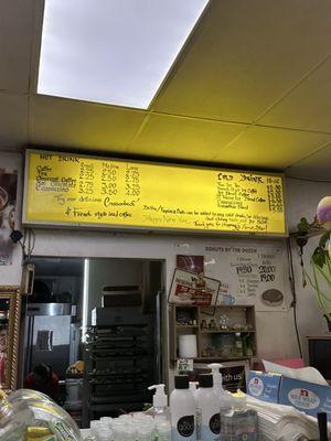 Menu and Prices of Drinks. April 2025