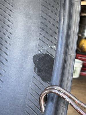 Got a new tire instead, $85 cash, no receipt, boss was out. 13:28, 77,398 miles