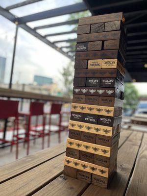 Patron Jenga & Corn hole inside