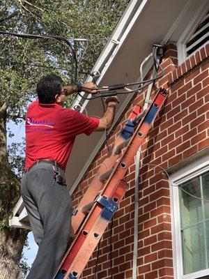 Quality Electrical Service testing our neutral line to diagnose where the issue is coming from.