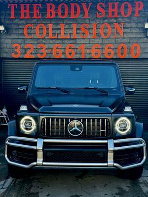 Mercedes-Benz G-Wagon matte black OEM repair. As an insurance-approved shop, we deliver top quality on every car -- luxury or daily