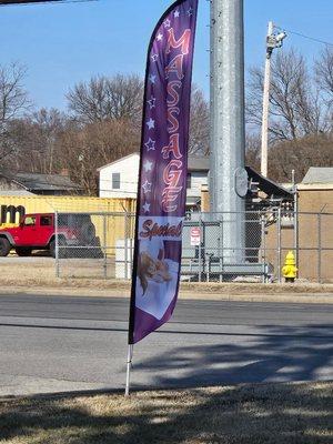 Banner on road for Spa