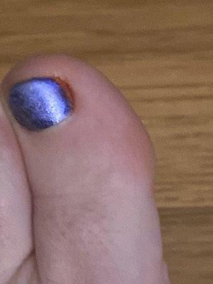 Would not recommend a pedicure. $80.00 for a gel pedicure. Paper says 55 minute pedicure, last 37 Min.... Toe is still sore 6 hours later!