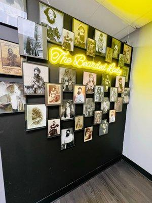 Wall of photos at the entrance.