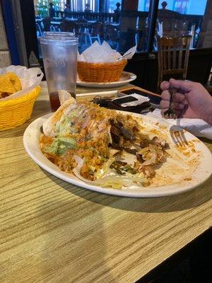 California burrito with fajita sides