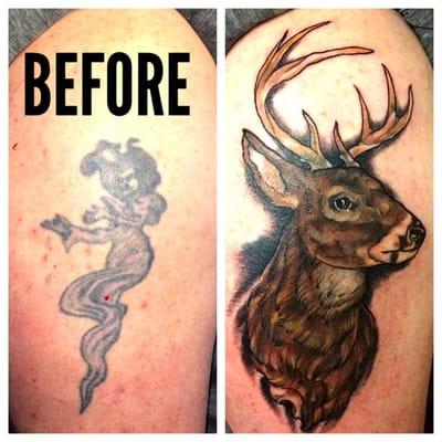 Original cover up art done by Brent Bartel/Bellaire Tattoo.