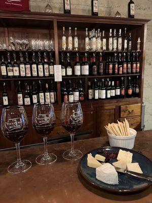 Wine flight and cheese plate